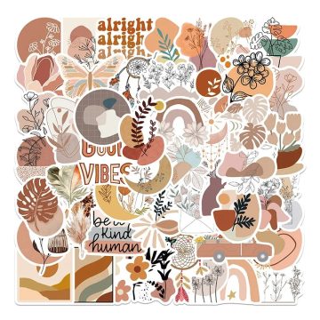 Kawaii Bohemian Flower Stickers - Aesthetic PVC Scrapbooking Supplies for Children