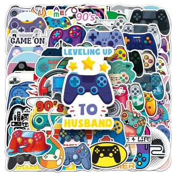 Cartoon GamePad Decor Stickers for Laptop Guitar Skateboard Suitcase