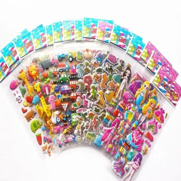 Kids Puffy Stickers Pack - Mixed Cartoon Animal Birthday Set