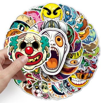 Pop Horror Skull Stickers - Cartoon Graffiti Decals for Stationery Helmet