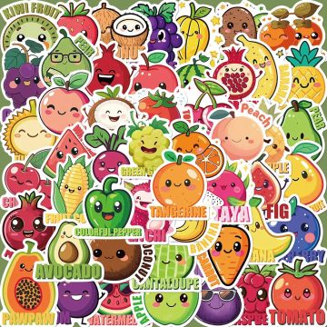 Cartoon Fruit and Vegetable Graffiti Stickers for Helmet, Wall, DIY Decoration