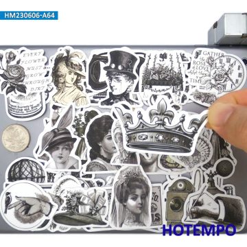 Nostalgic Items Sketch Art Vintage Style Stickers for Scrapbook, Diary, Luggage, Car, Bike, Phone, Laptop