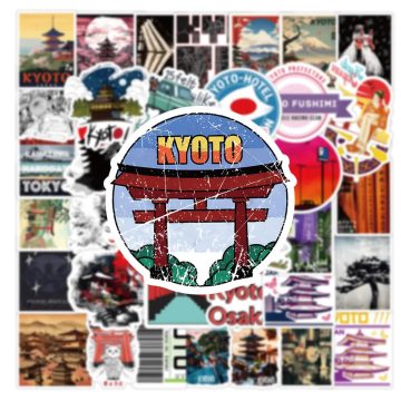 Kyoto Landscape Stickers - Japanese Style Aesthetic Decals for Skateboard, Laptop