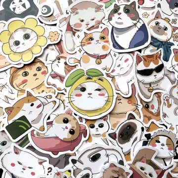 Chubby Cat Stickers for Bike Skateboard Helmet Laptop