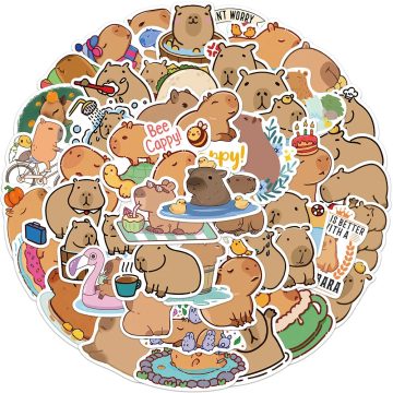 Cute Capybara Animal Stickers for Car, Motorcycle, Travel, Luggage, Phone, Guitar, Laptop, Cartoon Helmet Decal, Kid Gift Toys
