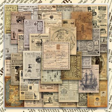 Vintage Newspaper Stickers Scrapbook, Laptop & DIY Journal Decoration
