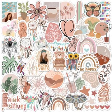 Boho Art Graffiti Stickers - Aesthetic Decals for Phone Case Water Bottle