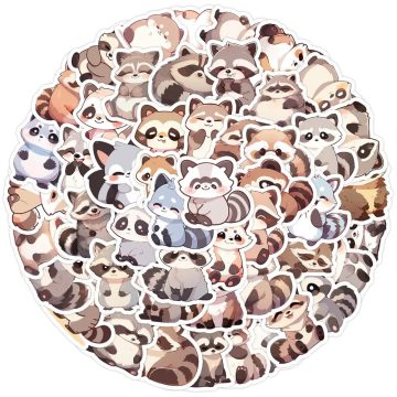 Cartoon Raccoon Graffiti Stickers - Personalized Waterproof Decals for Mug Phone