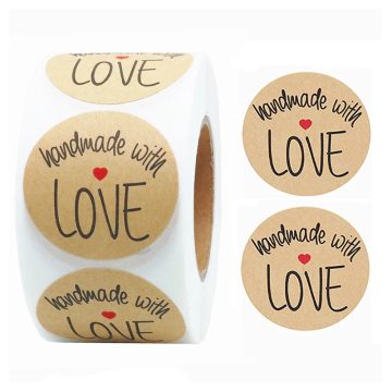Kraft Paper Handmade with Love Round Stickers Baking and Product Seals