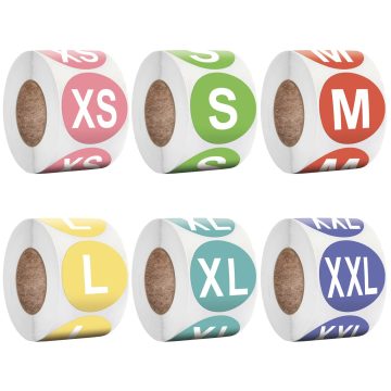 Colorful Size Label Stickers for Clothing and Accessories