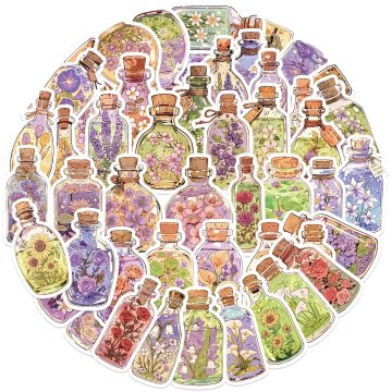 Colorful Fantasy Glass Flower Stickers for Scrapbooking and DIY Stationery