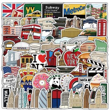 World Famous Building Landmark Stickers - Aesthetic Travel DIY for Notebook Suitcase Bike Phone Luggage