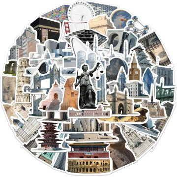 World Architecture Tourism Stickers Scrapbooking Album