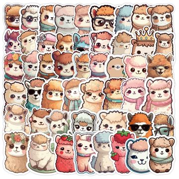 Cute Alpaca Cartoon Stickers for Helmet, Wall, DIY Decoration