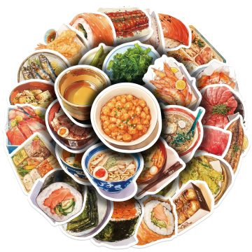 Japanese Food Cartoon Stickers for Laptop and Scrapbook DIY