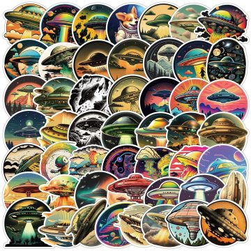 Cartoon UFO Alien Graffiti Stickers for Helmet Wall DIY Decoration