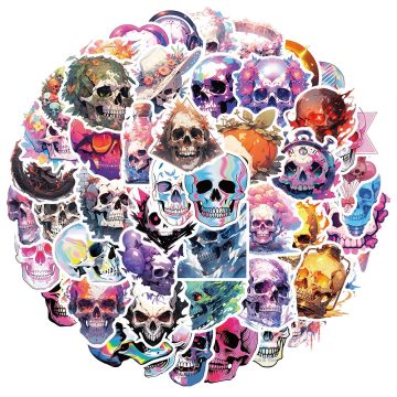 Cartoon Skull Waterproof Stickers - Decorative Decals for Car Phone Motorcycle Bike