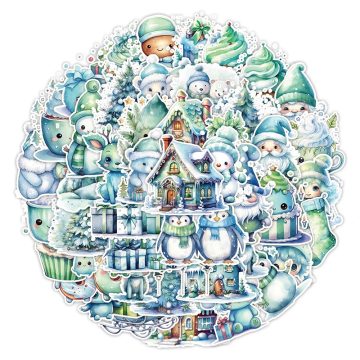 Kawaii Green Christmas Cartoon Stickers - Waterproof Graffiti Decals