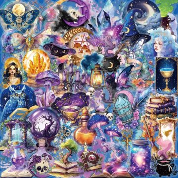Purple Gothic Forest Witch Stickers for Laptop Luggage