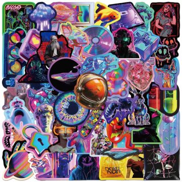 Cool 3D Cyberpunk Holographic Harajuku Vinyl Graffiti Stickers for Car, Fridge, Laptop, Phone, and Motorcycle