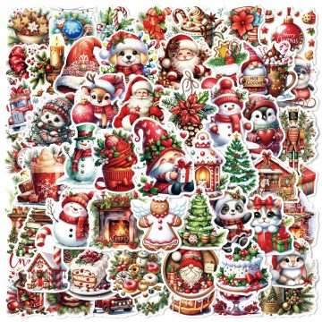 Retro Christmas Santa Snowman Decals for Suitcase Kids