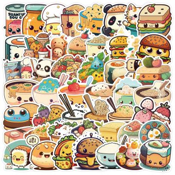 Cartoon Food Fast Food Graffiti Stickers for Helmet, Desktop, Wall Decoration, DIY