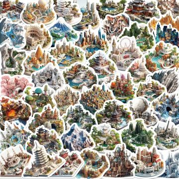 3D Small World Kawaii Stickers for Scrapbooking and Stationery