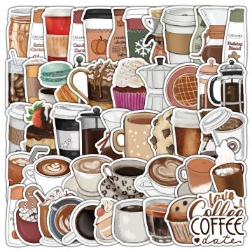Coffee Drink Animal Cartoon Stickers for Scrapbook Skateboard Car