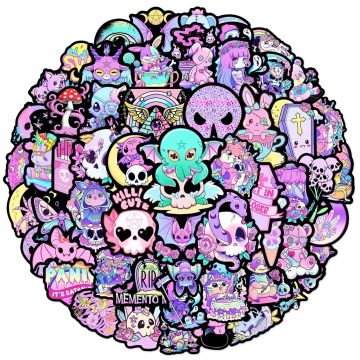 Cute Gothic Horror Stickers - Halloween Anime Graffiti Decals for Scrapbooking