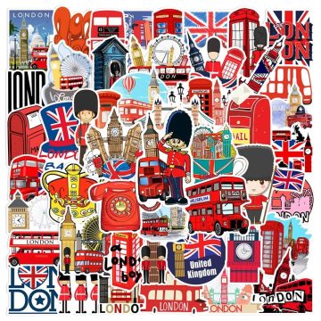 Red London Aesthetic PVC Sticker - Korean Kids School Supplies Decor