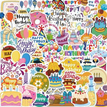 Birthday Graffiti Stickers for Laptop, Phone, Car, Scooter, Suitcase, Water Bottle, Stationery, Fridge
