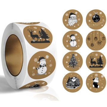 Kraft Paper Christmas Gift Stickers Holiday Decoration Seals for Packaging and Stationery