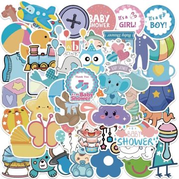 Baby Shower Cartoon Stickers for Suitcase, Water Bottle, Phone, Car, Laptop, Fridge