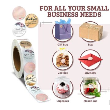 Floral Thank You Small Business Support Sticker for Gift Packaging Seals