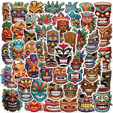 Aboriginal Mask Graffiti Stickers for DIY Wall Decoration