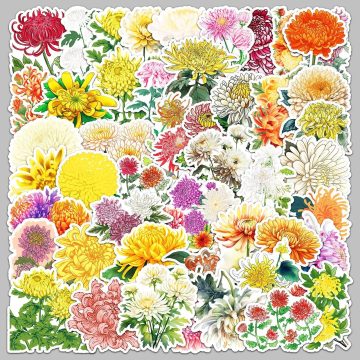Cartoon Chrysanthemum Graffiti Stickers for Helmet, Wall, DIY Decor