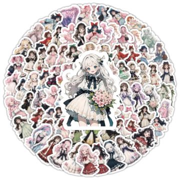 Lolita Girl Stickers - Cute Cartoon Decals for Scrapbook, Luggage & Devices