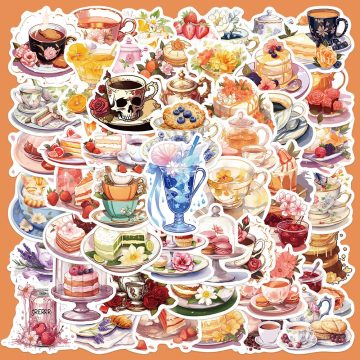 Afternoon Tea Stickers Graffiti Style Decals for Wall, Helmet, DIY Decoration