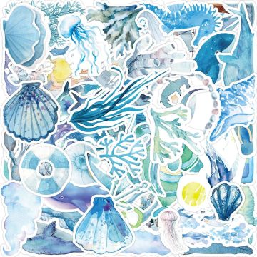 Blue Ocean Art Graffiti Stickers - Undersea World Decals for Phone Car