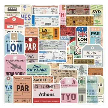 Vintage Boarding Pass Stickers - Travel Waterproof Decals for Suitcase