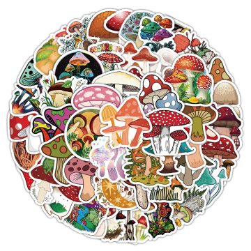 Vivid Mushroom Plant Stickers - Cartoon Decals for Diary Guitar Graffiti