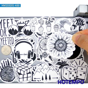 Retro Black and White Graffiti Art Stickers for Journals