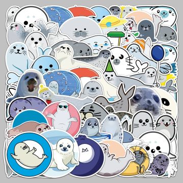 Cute Cartoon Seal Series Stickers for Helmet, Wall, DIY Decoration