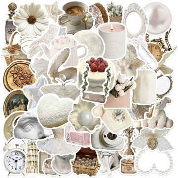 White PVC Aesthetic Stickers - Scrapbooking Korean Stationery for Kids