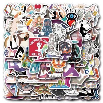 Cartoon Yoga Stickers Waterproof Vinyl Decals for Laptop and Fridge