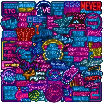 Neon Motivational Quotes Stickers - Inspirational Life Decals for Scrapbooking Laptop
