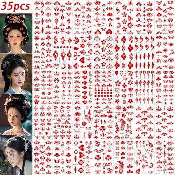 Eyebrow & Floral Forehead Stickers Realistic Temporary Tattoo Designs