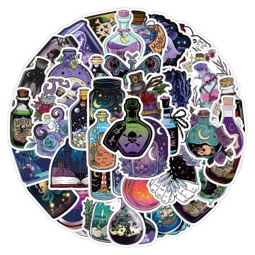 Gothic Horror Magic Graffiti Stickers - Waterproof Cartoon Decals for Guitar Laptop Phone