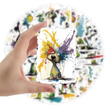 Colorful Dog Graffiti Stickers - Cool Waterproof Decals for Scrapbook Suitcase Car Kids Decor