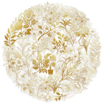 Transparent Golden Graffiti Stickers - Aesthetic Plant Decals